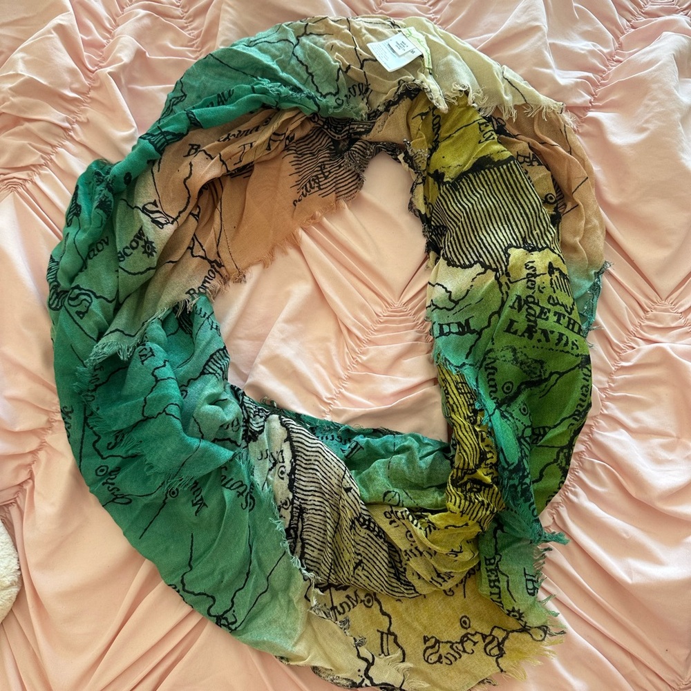 NWOT Urban Outfitters Multicolor Map Print Infinity Scarf
